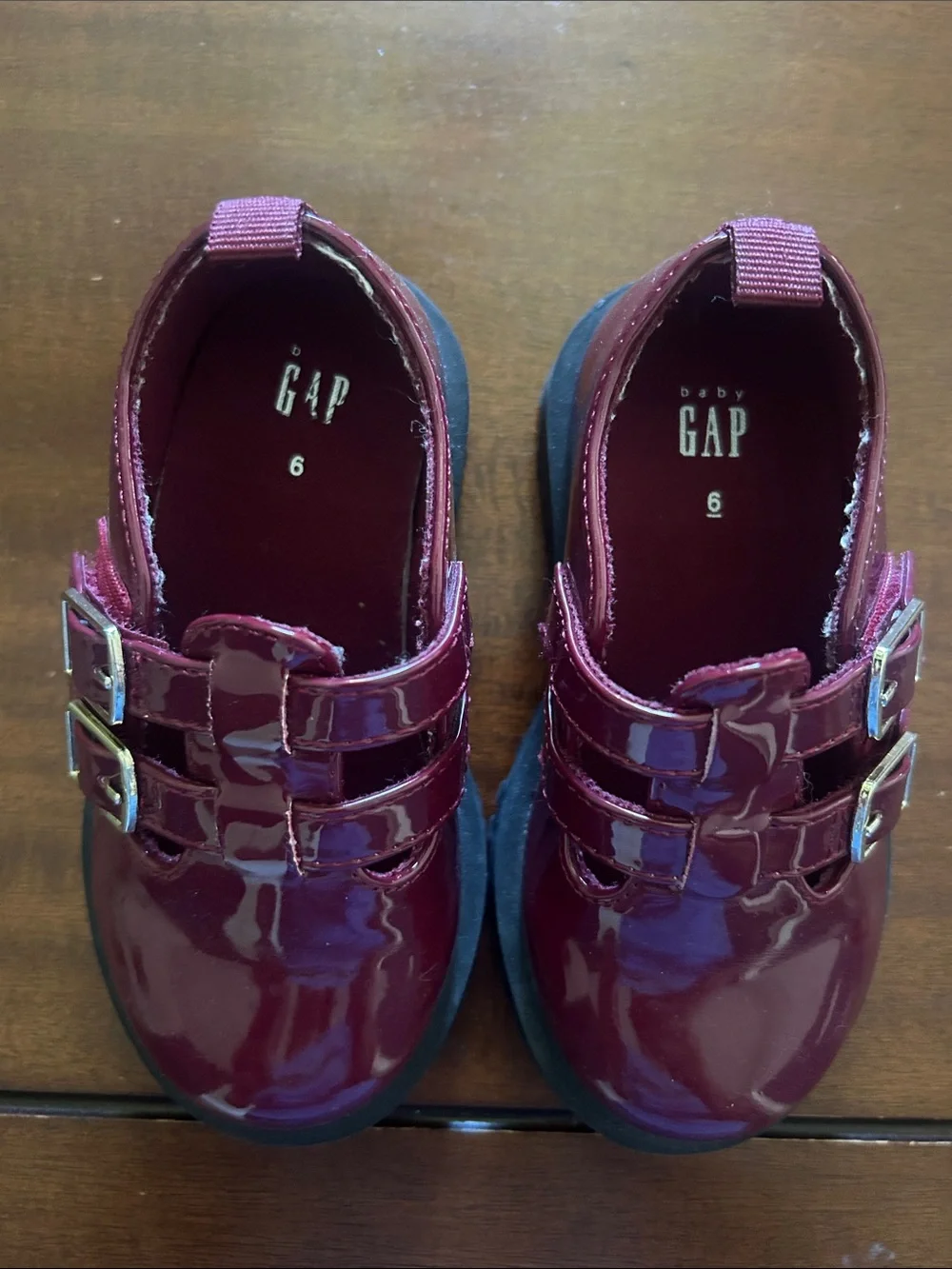 GAP Kids Patent Double-Buckle Dress Shoes — Deep Wine
